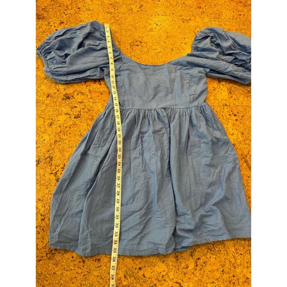 ELF Made by Hand Dress large Puff short sleeve mini dress 100% Linen ruched XXL - Picture 11 of 11